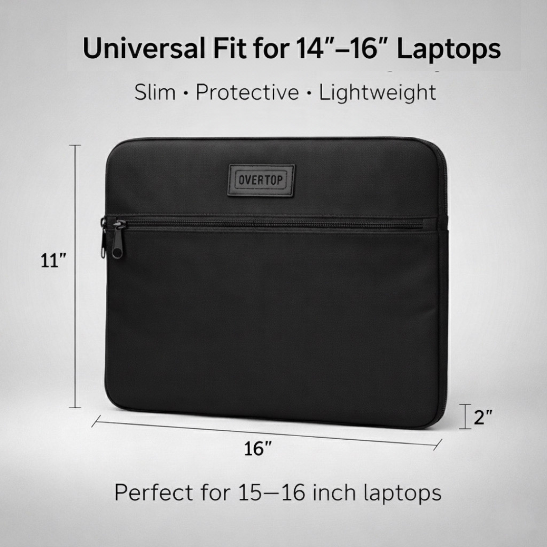Premium Overtop 16” Laptop Sleeve Case – Soft Padded Protection | Slim & Lightweight