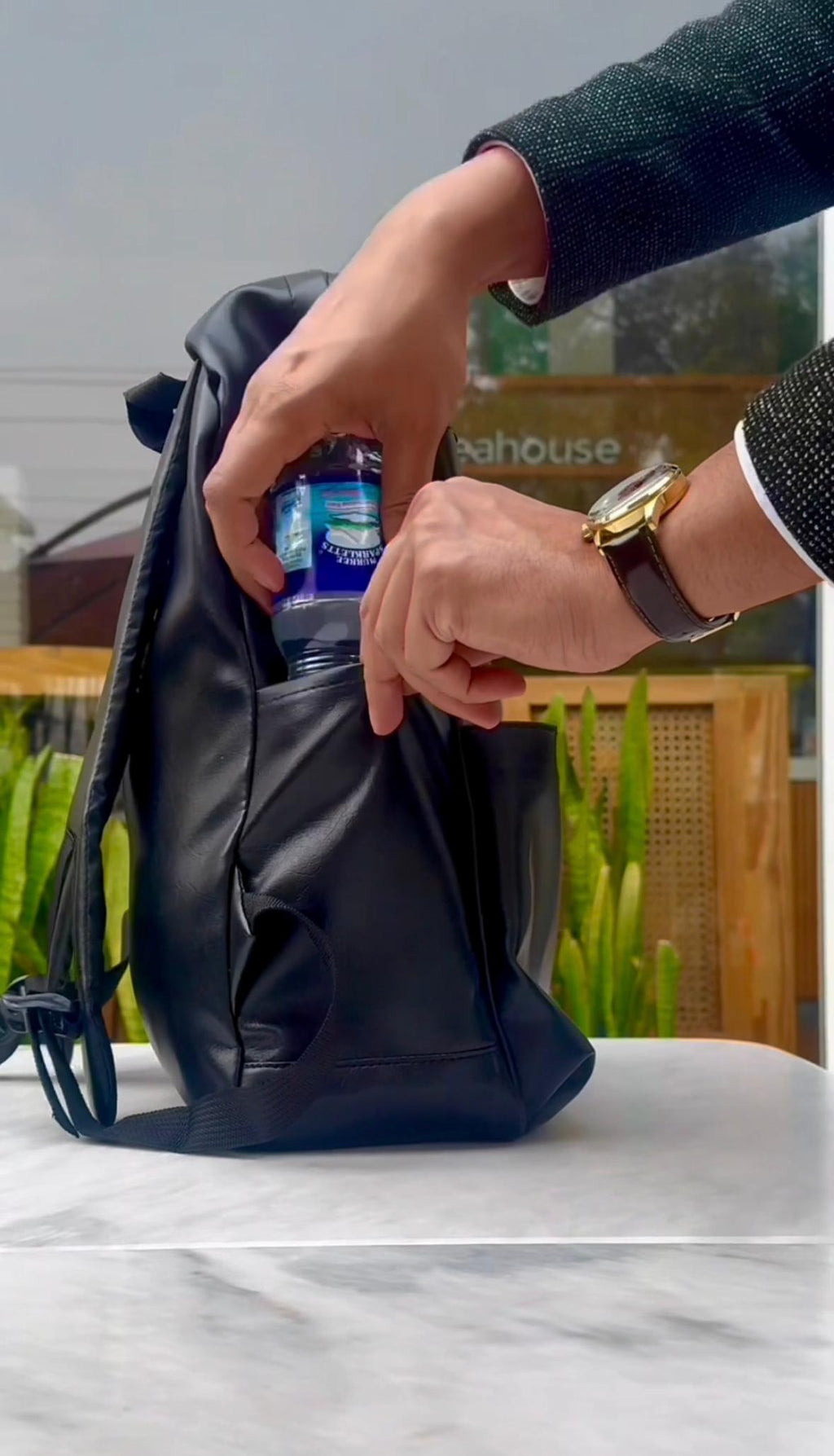Leather Sleek 16" Laptop Backpack